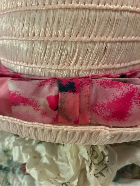 Vintage Cintilair light pink woven hat with floral band main image 5